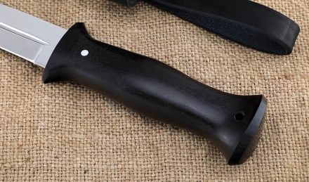 Нож Фаворит сталь кованая х12мф, рукоять и ножны черный граб 