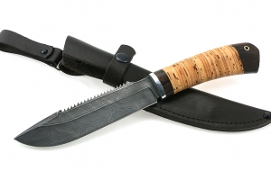 Нож Таёжный сталь дамаск, рукоять береста Нож Таёжный сталь дамаск, рукоять береста