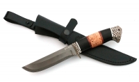 Нож Тунец сталь Булат, рукоять черный граб-карельская береза, мельхиор - IMG_4505.jpg