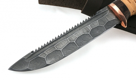 Нож Рыболов-2 сталь дамаск полный камень рукоять береста Нож Рыболов-2 сталь дамаск полный камень рукоять береста
