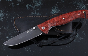 Складной нож Стрелок, сталь булат, рукоять накладки акрил красный