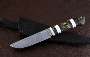 Нож Крот-2 сталь К340, рукоять искусственный камень акрил белый