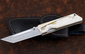 Нож складной Токио, сталь Elmax, рукоять накладки кость мамонта Нож складной Токио, сталь Elmax, рукоять накладки кость мамонта