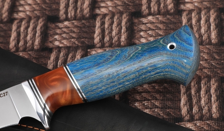 Нож Ангара Sandvik рукоять ясень стабилизированный синий акрил янтарный Нож Ангара Sandvik рукоять ясень стабилизированный синий акрил янтарный