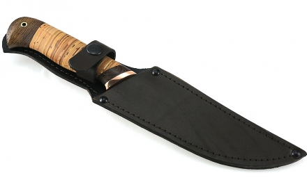 Нож Рыболов-5 сталь дамаск полный камень рукоять береста