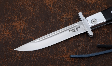 Нож Финка НКВД складная сталь S390 накладки черный граб