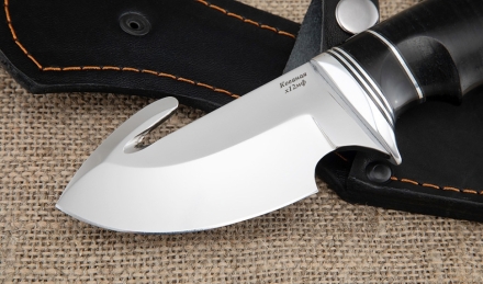 Нож Шкуросъемный-4 сталь кованая х12мф рукоять наборная кожа 