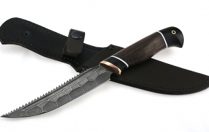 Нож Рыболов-5 сталь дамаск полный камень рукоять венге черный граб