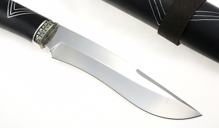 Нож Волк сталь ELMAX, рукоять резная, рог лося, черный граб, ножны резные черный граб 1 Нож Волк сталь ELMAX, рукоять резная, рог лося, черный граб, ножны резные черный граб 1