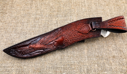 Премиум нож Лидер сталь дамаск торцевой рукоять рог лося с мельхиором, скримшоу (NEW) Премиум нож Лидер сталь дамаск торцевой рукоять рог лося с мельхиором, скримшоу (NEW)