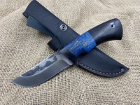 Нож Заяц сталь У8А, рукоять черный граб - стабилизированная карельская береза синяя (распродажа)