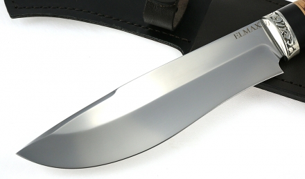 Нож Сибиряк сталь ELMAX, рукоять береста-черный граб,мельхиор Нож Сибиряк сталь ELMAX, рукоять береста-черный граб,мельхиор