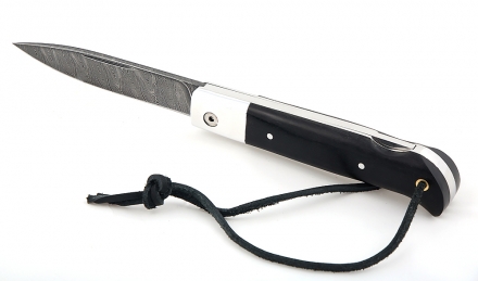 Складной нож Стриж, сталь дамаск, рукоять накладки черный граб