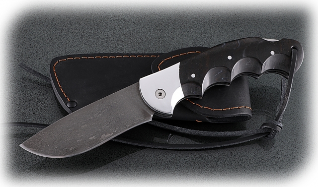 Нож Ястреб, складной, сталь Х12МФ, рукоять накладки акрил черный с дюралью 