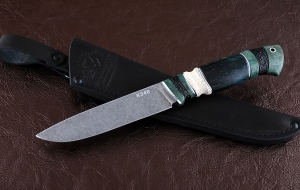 Нож Пантера сталь К340, рукоять карельская береза резная черный граб