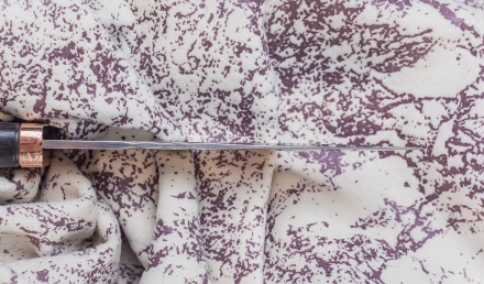 Нож из стали S390 «Бурлак» рукоять мокумэ-ганэ, кость мамонта и железное дерево Нож из стали S390 «Бурлак» рукоять мокумэ-ганэ, кость мамонта и железное дерево