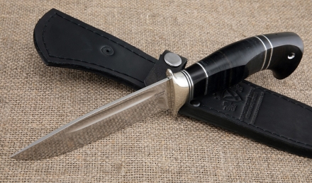 Нож Лидер сталь кованая х12мф, рукоять наборная кожа (NEW) Нож Лидер сталь кованая х12мф, рукоять наборная кожа (NEW)