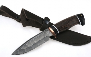 Нож Походный сталь дамаск полный камень рукоять венге черный граб