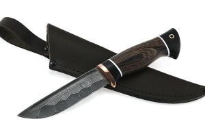 Нож Снегирь сталь дамаск полный камень рукоять венге-черный граб