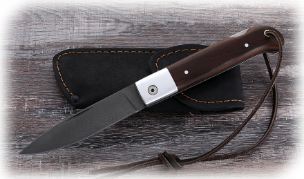 Нож Стриж, складной, сталь Х12МФ, рукоять накладки коричневый граб