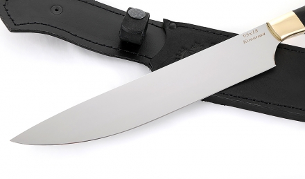 Кухонный нож Шеф №1 сталь 95Х18, рукоять черный граб, латунь