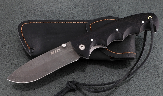 Нож Носорог, складной, сталь булат, рукоять накладки черный граб 