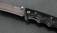 Нож Носорог, складной, сталь булат, рукоять накладки черный граб - Нож Носорог, складной, сталь булат, рукоять накладки черный граб