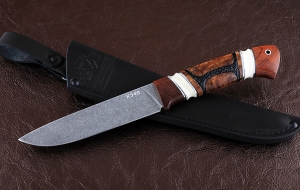 Нож Ягуар сталь К340, рукоять карельская береза рог лося бубинга