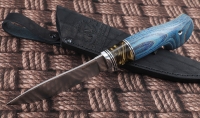 Нож Фокс Sandvik рукоять ясень стабилизированный синий акрил - Нож Фокс Sandvik рукоять ясень стабилизированный синий акрил