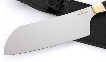 Нож Шеф №2 сталь 95Х18, рукоять черный граб, латунь Нож Шеф №2 сталь 95Х18, рукоять черный граб, латунь