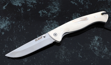Складной нож Стрелок, сталь Elmax, рукоять накладки акрил белый