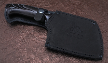 Тяпка №5 сталь дамаск полный камень, рукоять черный граб резная Тяпка №5 сталь дамаск полный камень, рукоять черный граб резная