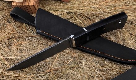 Нож Карачаевский бичак (бычак) дамаск черный граб Нож Карачаевский бичак (бычак) дамаск черный граб