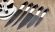 Набор из 5 ножей Шеф, сталь Х12МФ комбинированный акрил на вращающейся подставке