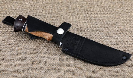 Нож Амур сталь кованая х12мф с долом, рукоять карельская береза венге