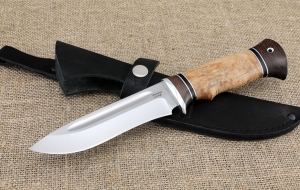 Нож Амур сталь кованая х12мф с долом, рукоять карельская береза венге