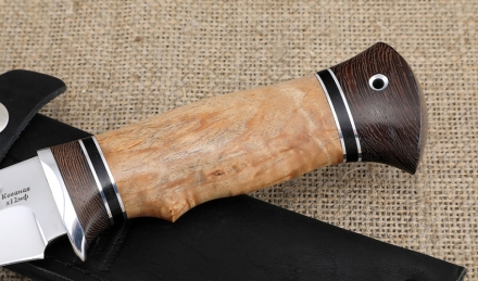 Нож Амур сталь кованая х12мф с долом, рукоять карельская береза венге