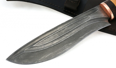 Нож Сибиряк сталь дамаск-долы, рукоять береста Нож Сибиряк сталь дамаск-долы, рукоять береста