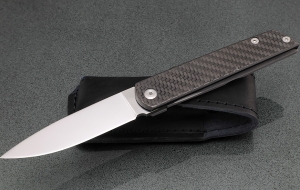 Нож складной Магер сталь Х12МФ накладки карбон + AUS8 (подшипники, клипса) 