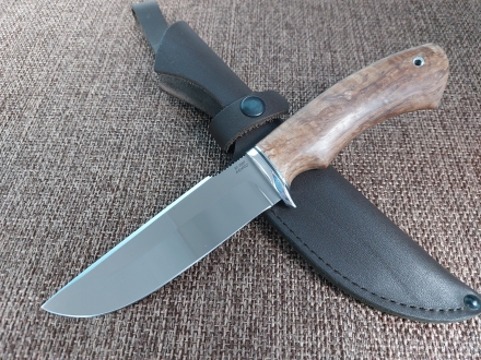 Нож Алтай сталь M398, рукоять карельская береза стабилизированная коричневая (распродажа)