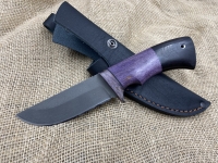Нож Заяц сталь х12мф, рукоять стабилизированная карельская береза фиолетовая-черный граб (распродажа)