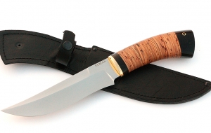 Нож Катран сталь ELMAX, рукоять береста-черный граб