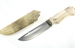 Подарочный Нож Барракуда сталь Elmax рукоять и ножны рог лося резные