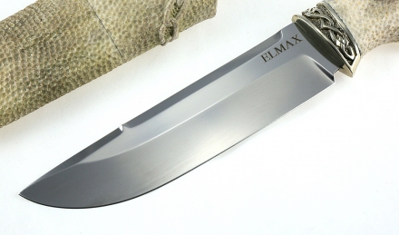 Подарочный Нож Барракуда сталь Elmax рукоять и ножны рог лося резные