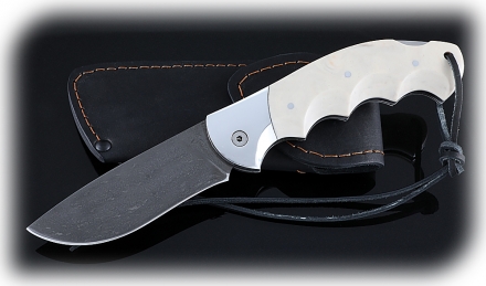 Нож Ястреб, складной, сталь Х12МФ, рукоять накладки акрил белый с дюралью