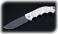 Нож Ястреб, складной, сталь Х12МФ, рукоять накладки акрил белый с дюралью - Нож Ястреб, складной, сталь Х12МФ, рукоять накладки акрил белый с дюралью