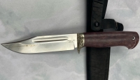 Нож Дельфин S390 Bohler, рукоять карельская береза фиолетовая, мельхиор с гравировкой (распродажа)
