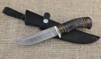 Нож Налим сталь дамаск, рукоять венге и стабилизированная карельская береза коричневая 