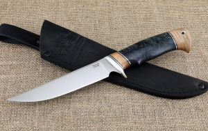 Нож Байкал сталь кованая х12мф рукоять карельская береза фиолетовая 