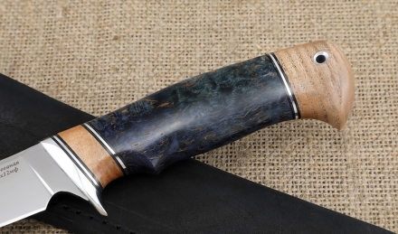 Нож Байкал сталь кованая х12мф рукоять карельская береза фиолетовая 